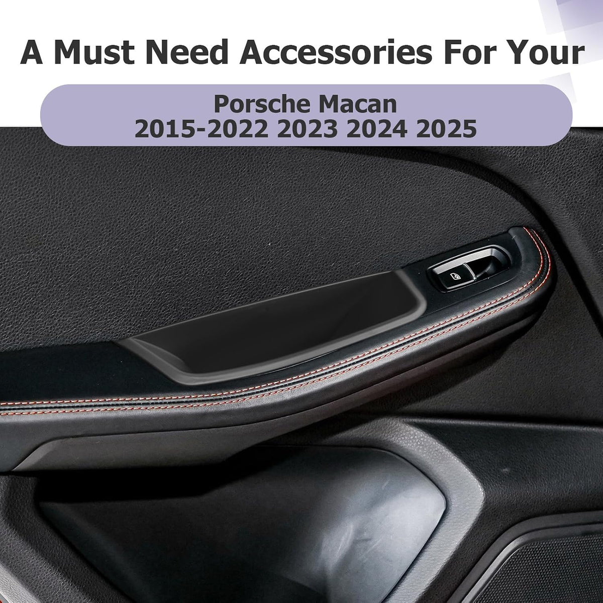 LUWU Door Tray Organizer Compatible with 2015-2026 Porsche Macan S/T/GTS Accessories Center Console Organizer Armrest Console Storage Box Insert Tray ABS Material Black 4PCS (Not for Macan EV)