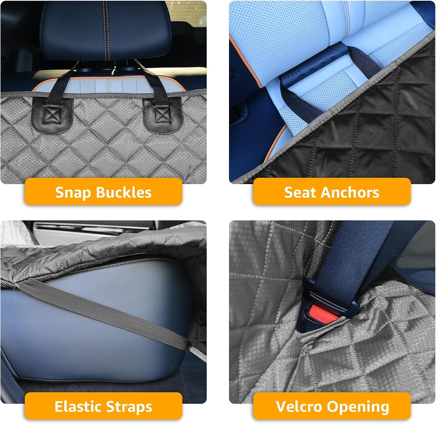 PETICON Waterproof Scratchproof Pet Bench Seat Covers for Cars, SUVs, Nonslip Durable Back Seat Cover for Dogs, 600D Oxford Fabric, Machine Washable