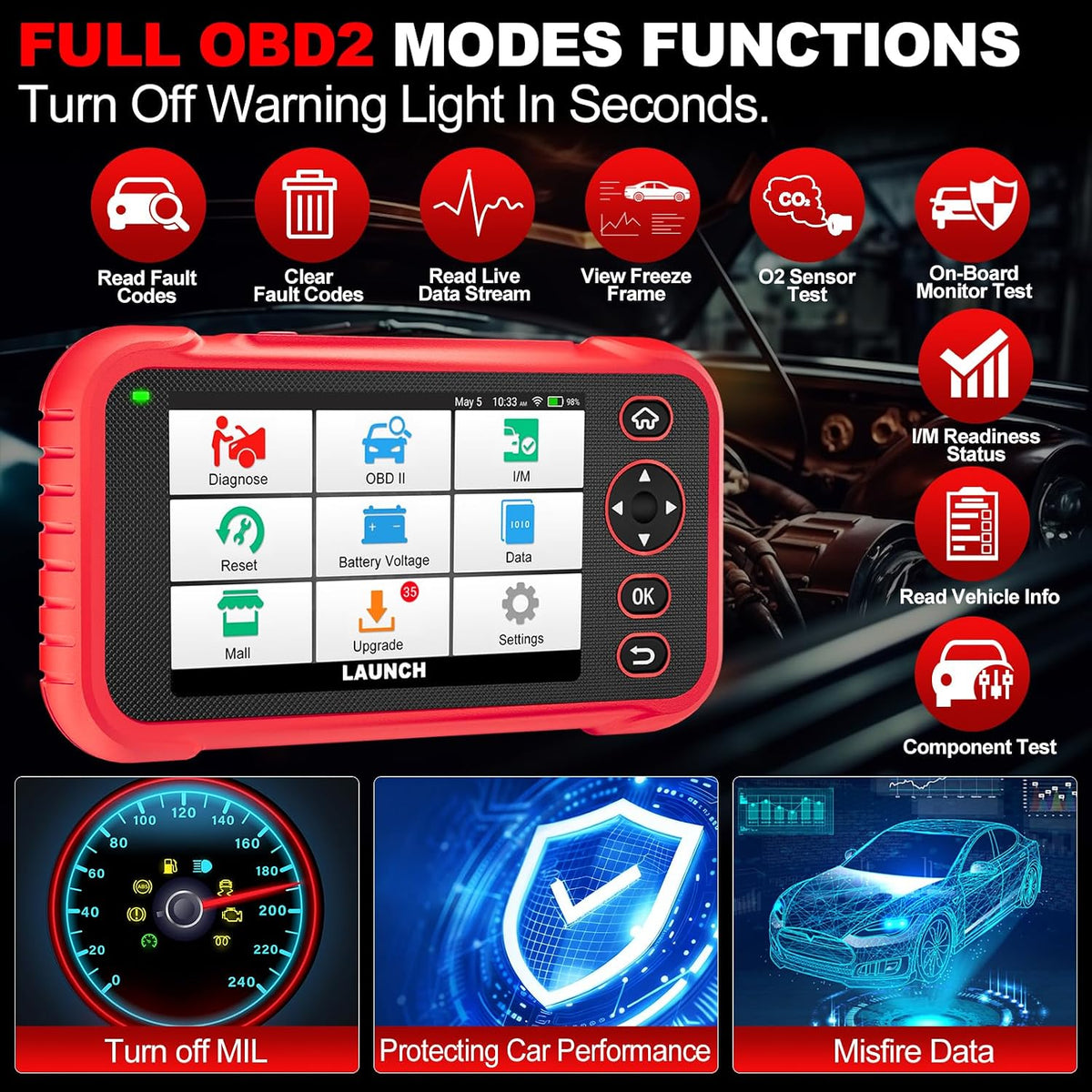 LAUNCH CRP129E Plus OBD2 Scanner, 2026 Full System Diagnostic Scan Tool