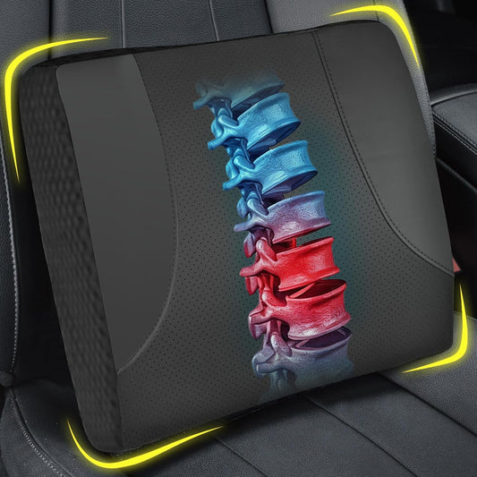 Allaboutsla Lumbar Support Pillow for Car, Car Seat Back Support | Memory Foam Car Lumbar Pillow, Back Support for Pain Relief, Dual Adjustable Straps, Back Cushion for Car Office Chair, Black