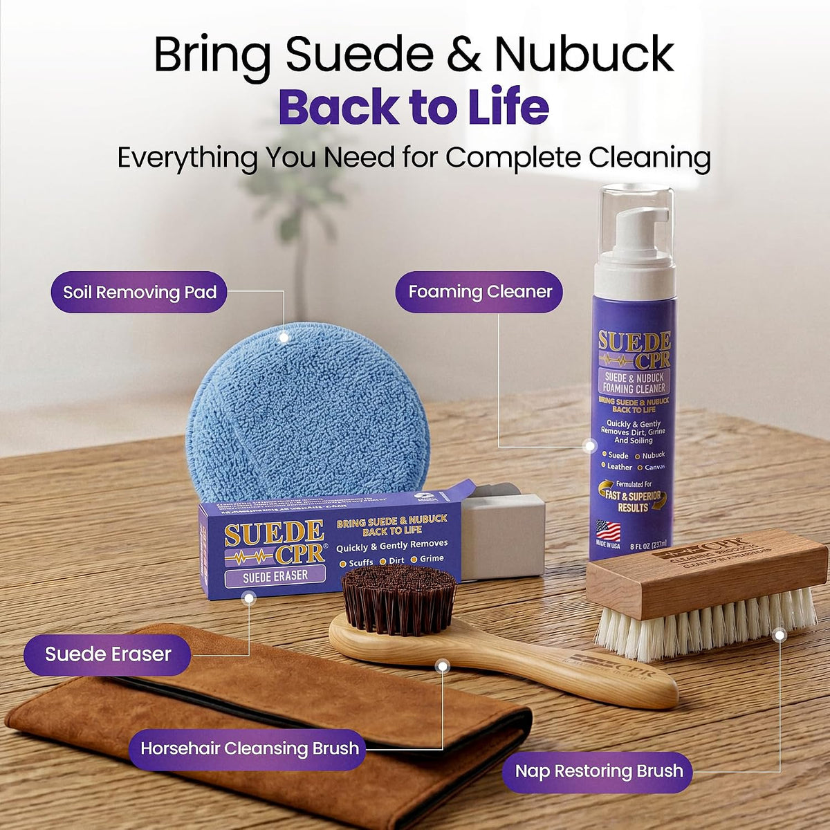 CPR Suede Nubuck Foaming Cleaner Kit, 8 oz