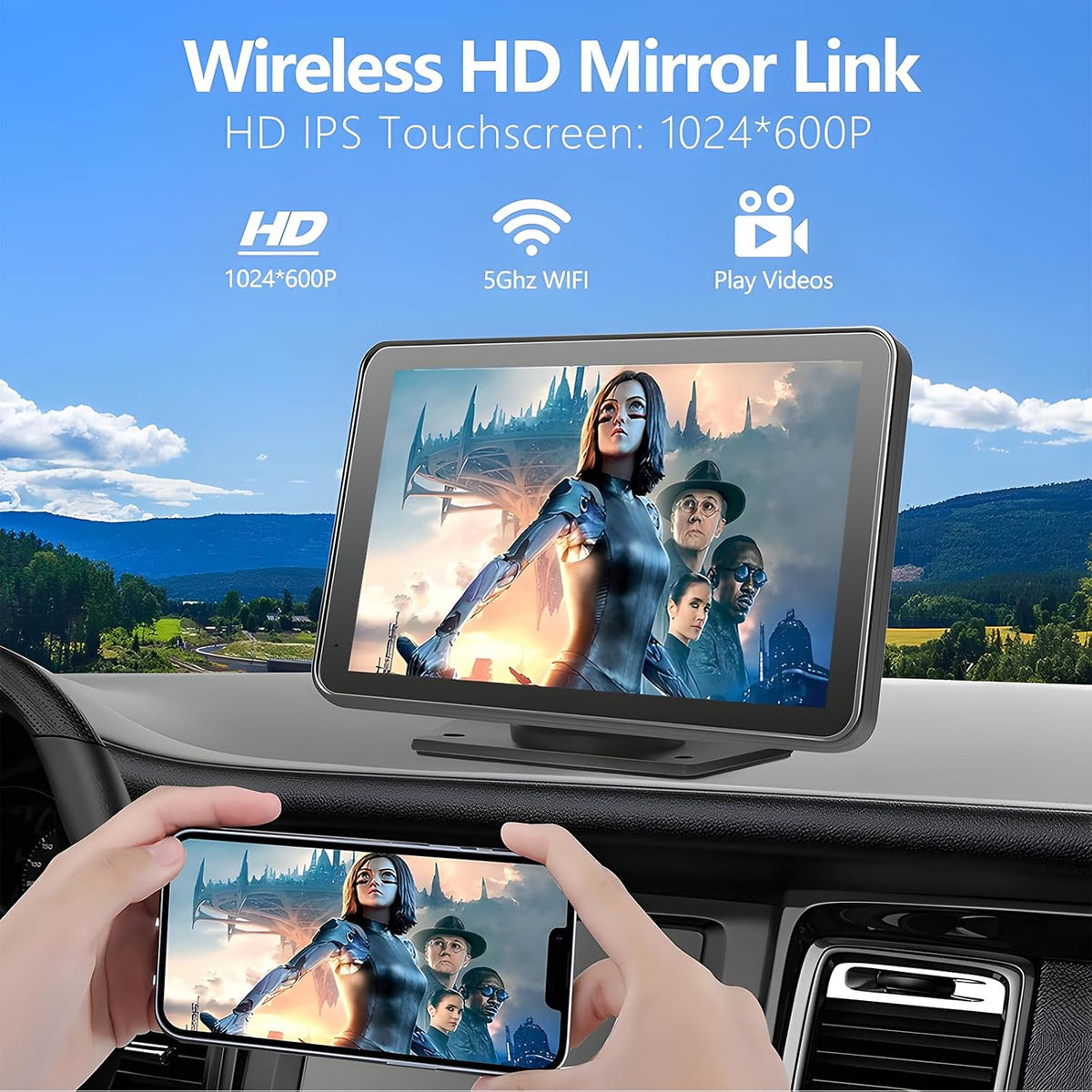 Carplay Screen for Car 7" with Wireless Apple CarPlay & Android Auto