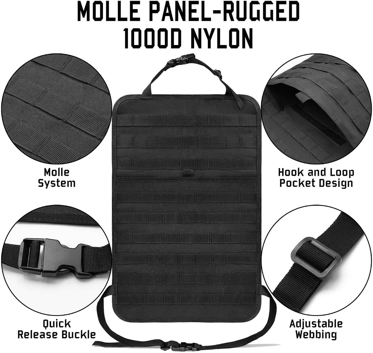Molle Seat Back Organizer, Tactical Seat Covers with Pouches, Molle Tactical Vehicle Organizers Panel Car Seat Covers Protector for Truck