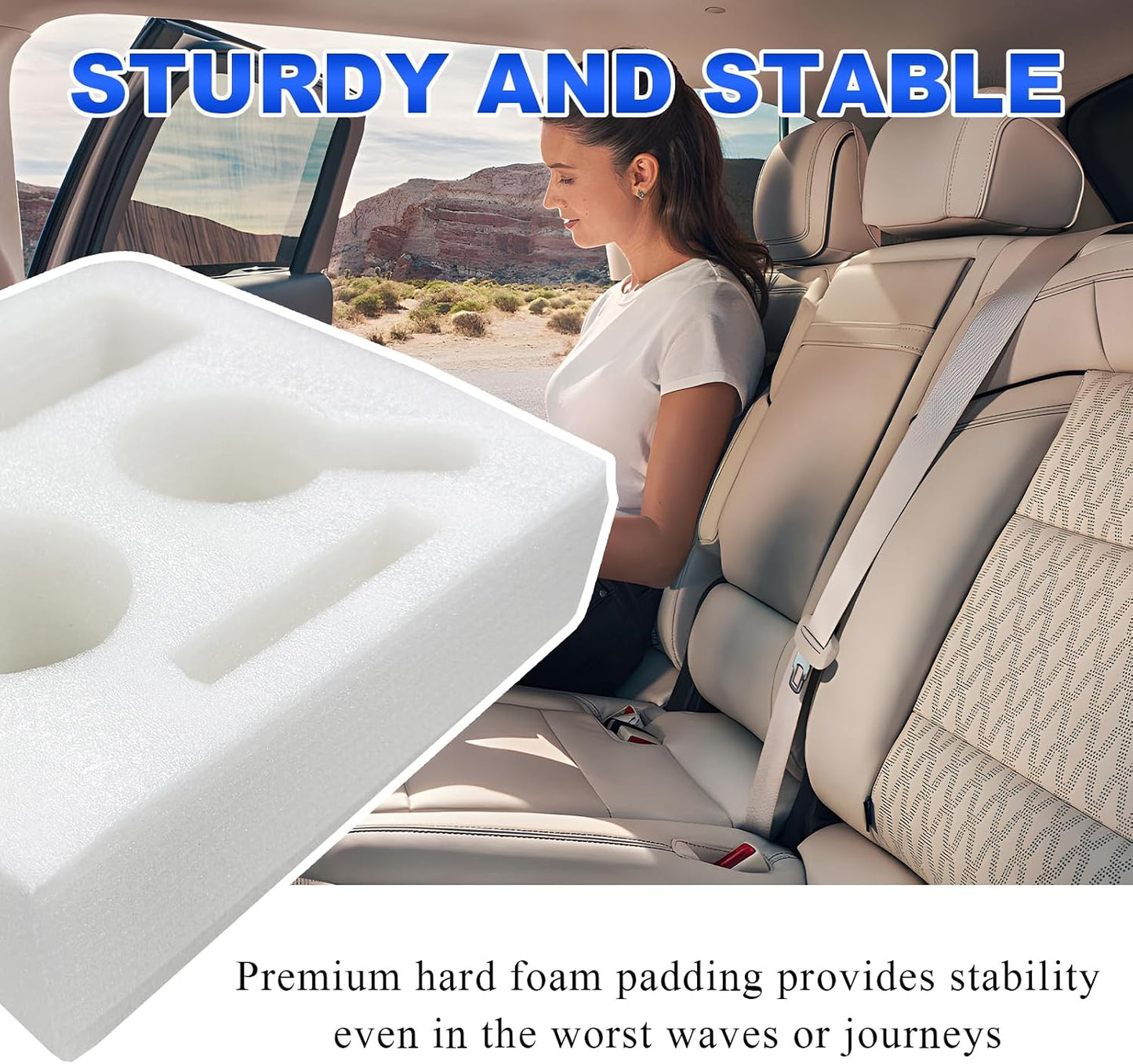 Kewucn Car Back Seat Organizer, Leather Sofa Cup Tray, Waterproof Pillow to Store Drink Snack Phone, Universal Auto Cup Holder for Car, RV, Sofa, Bed (Black)