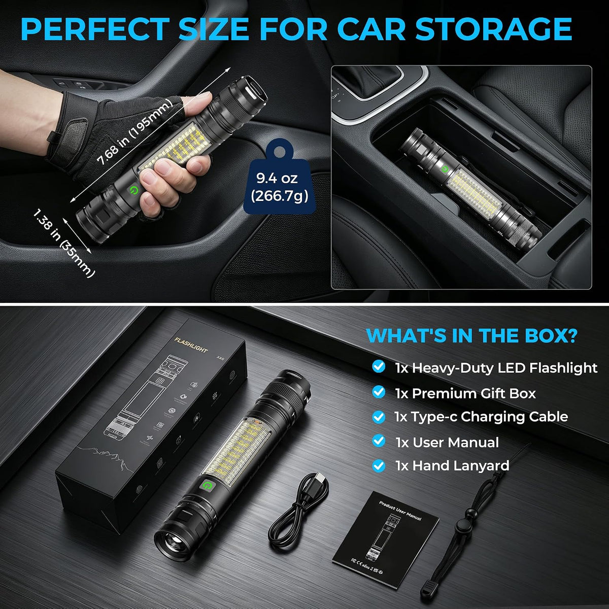 Car Emergency Safety Flashlight kit Window Breaker Seatbelt Cutter