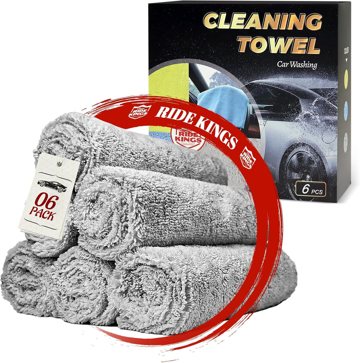 Car Wash Towels 16x16 - Microfiber, Grey 6-Pack