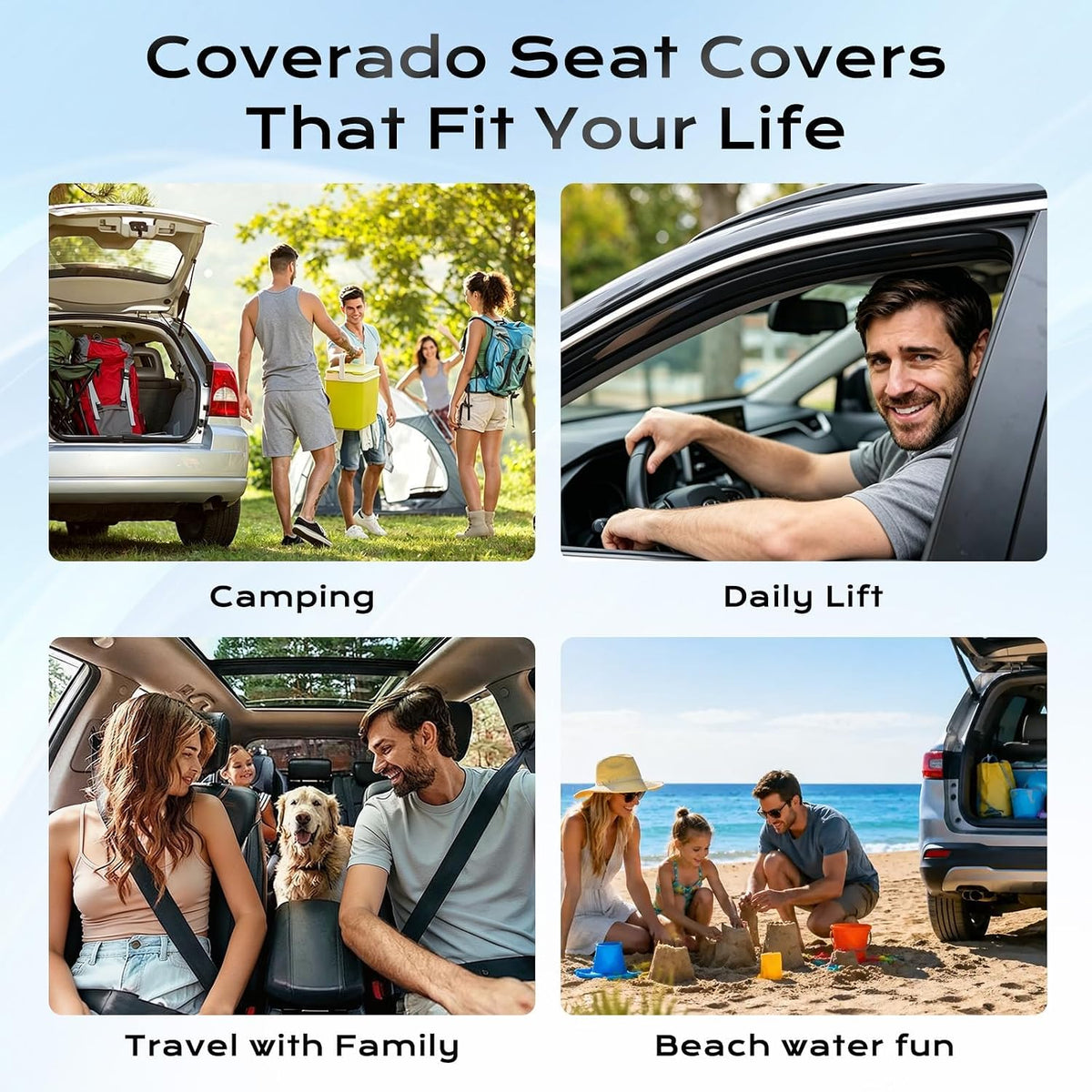 Coverado Car Seat Covers Front Seats, Waterproof Front Seat Covers Nappa Leather Seat Covers for Cars, Breathable Summer Car Seat Cushion Universal Fit for Most Cars SUV Trucks(Front, Beige)