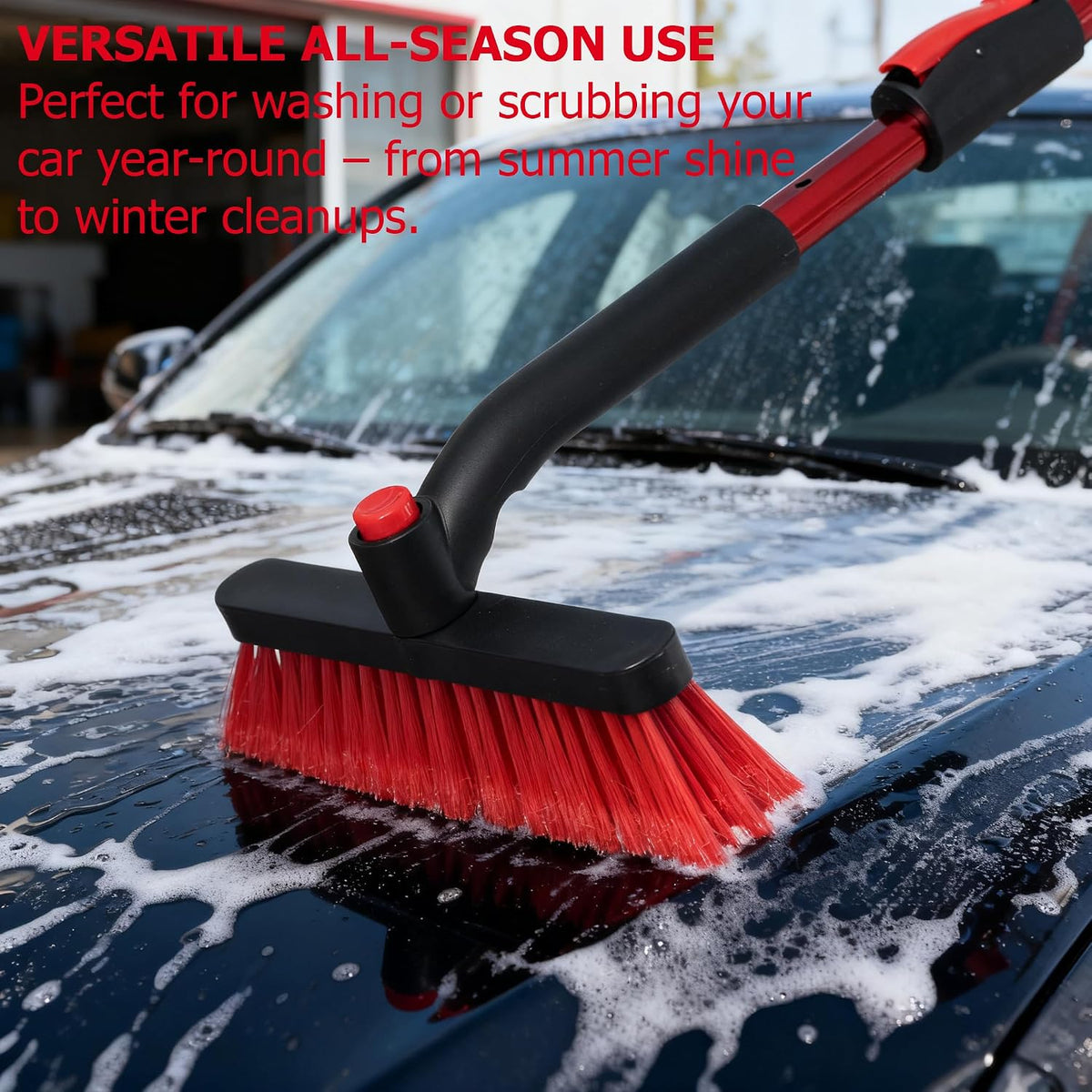 Gardenised 30-40" Extendable Aluminum Snow Brush & Ice Scraper 2-in-1 Winter Car Tool with Scratch-Free Bristles for Car SUV & Trucks, Red