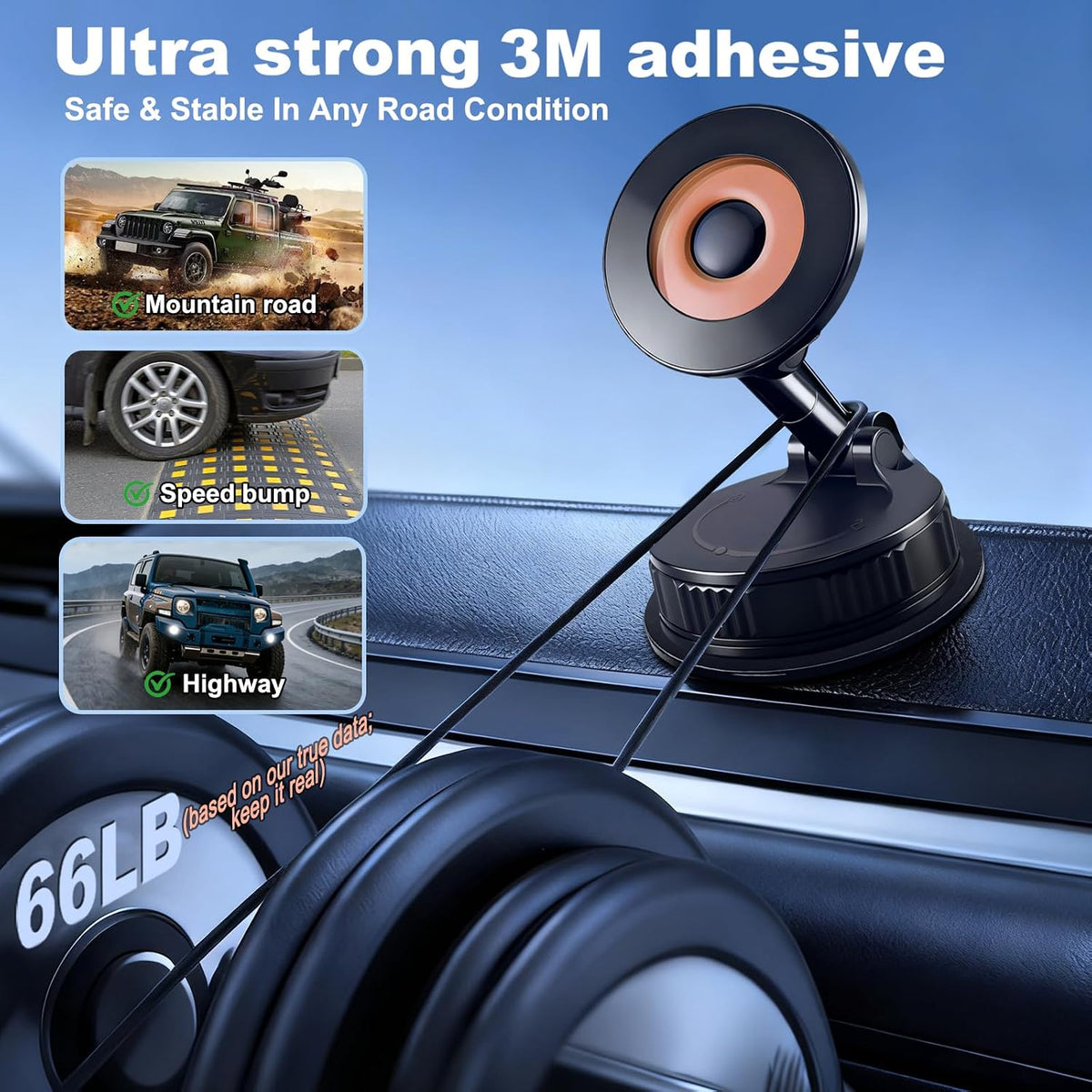 Vacuum Magnetic & Suction Phone Holder, 360° MagSafe Car Mount