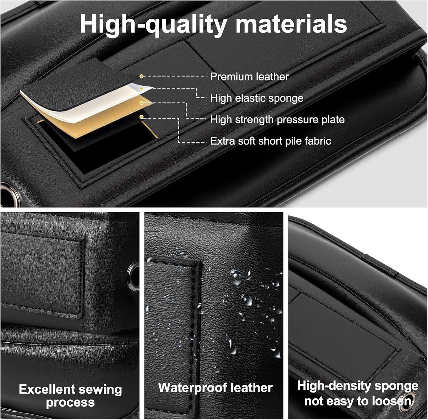 Car Seat Gap Filler Organizer, Universal Premium Leather Car Gap Filler with Card Slots for Front Seat Between Car Seat and Console Hold Phone, Sunglasses, Keys, fit for Car Suv Truck - 1 Pack, Black