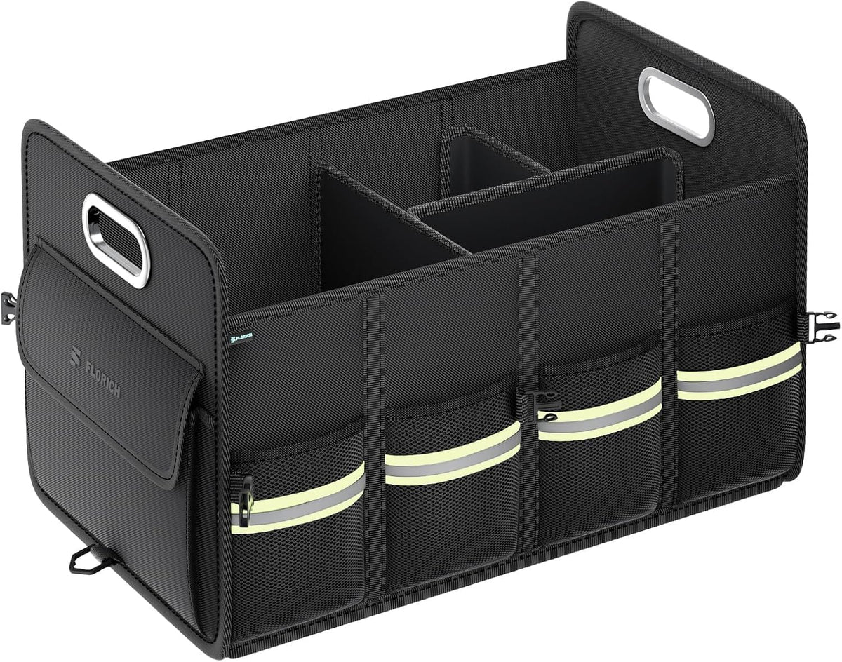 FLORICH Update Trunk Organizer for Suv, Large Truck Organizer Back Seat Storage Premium, Collapsible Multi-Compartment Car Organizers and Storage Waterproof
