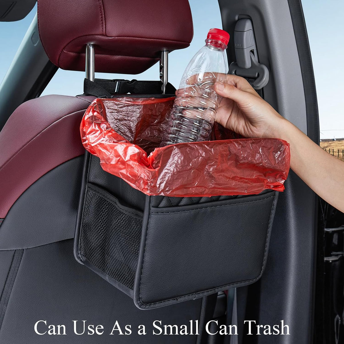 Backseat Car Organizer, Large Hanging Car Organizer Backseat Leather Front & Backseat Multifunctional Waterproof Car Organizers and Storage Back Seat (Black 2Pack)