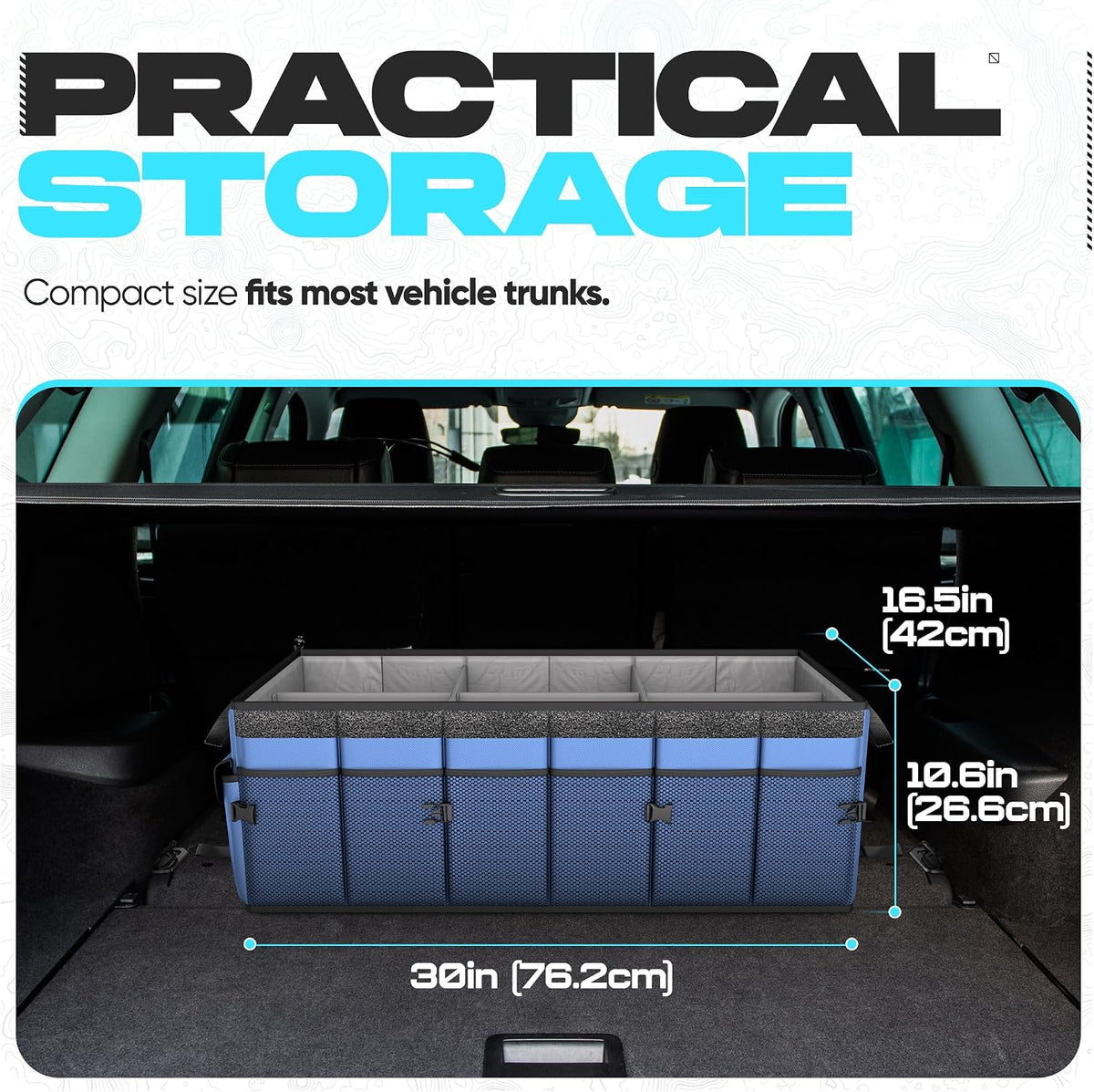 FORTEM Trunk Organizer - Foldable Car Organizer & Storage for SUVs & Trucks