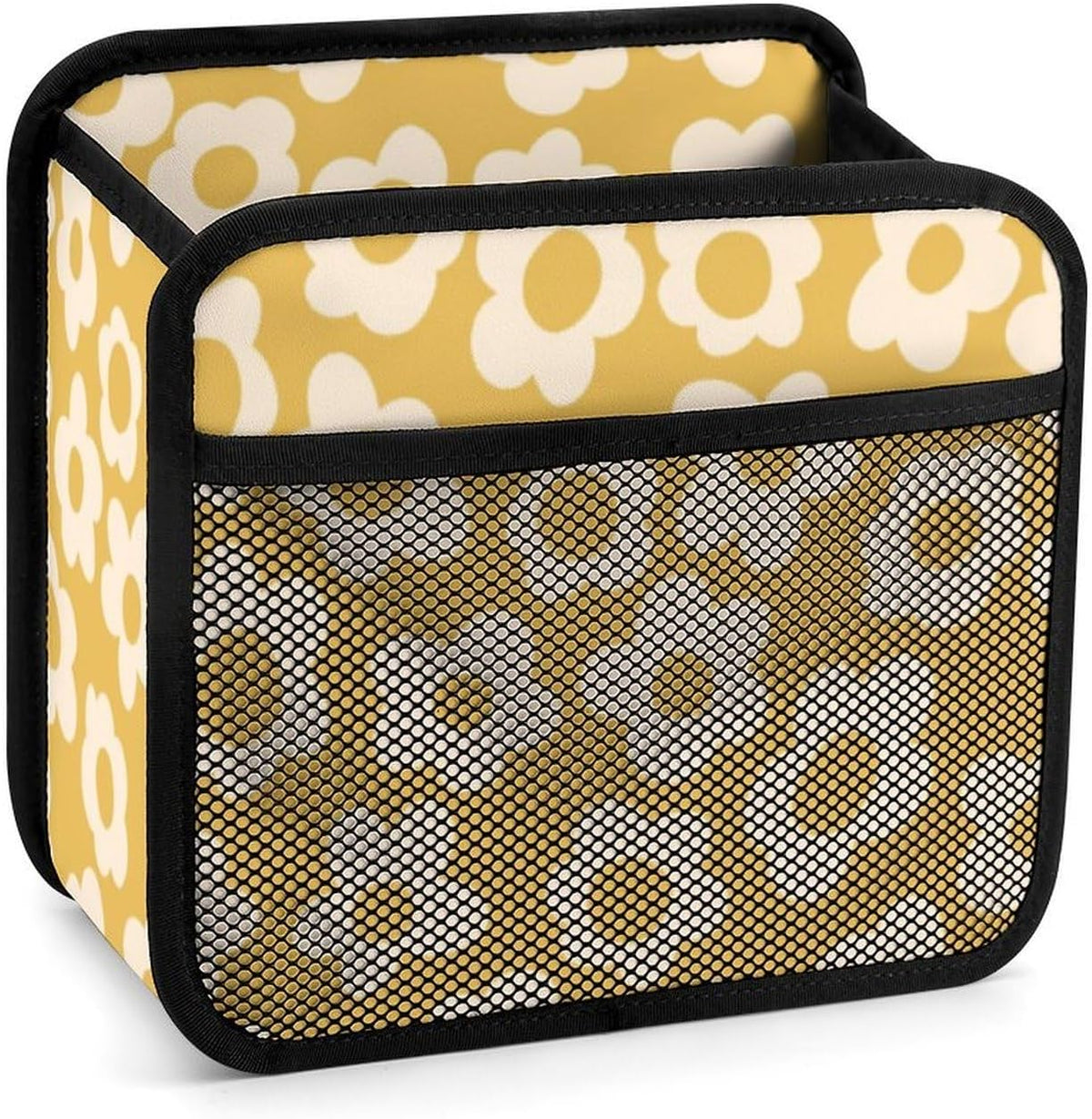 Car Backseat Organizer - Cute Aesthetic Car Storage Bin with Mesh Pocket & Reinforced Base - Universal Fit Hanging Seat Back Accessories for Women (Yellow)