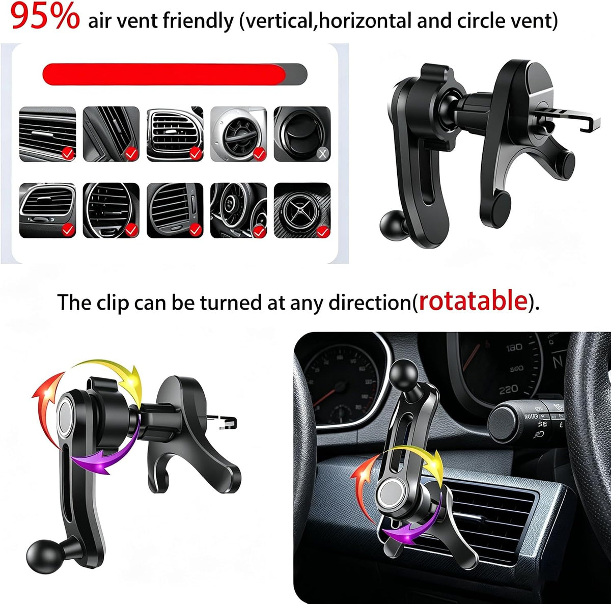 Cute Red Demon Gothic Wireless Car Phone Charger Mount, Auto Clamp Holder