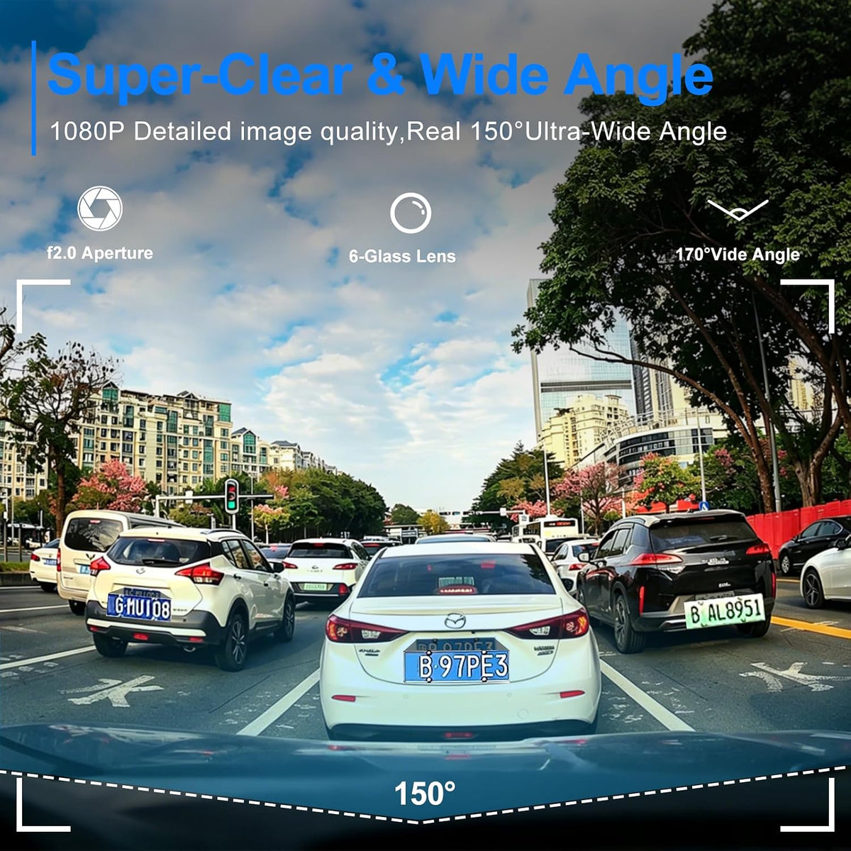 1080P Front Dash Cam, Dashboard Camera Recorder for Cars, NO SD Card