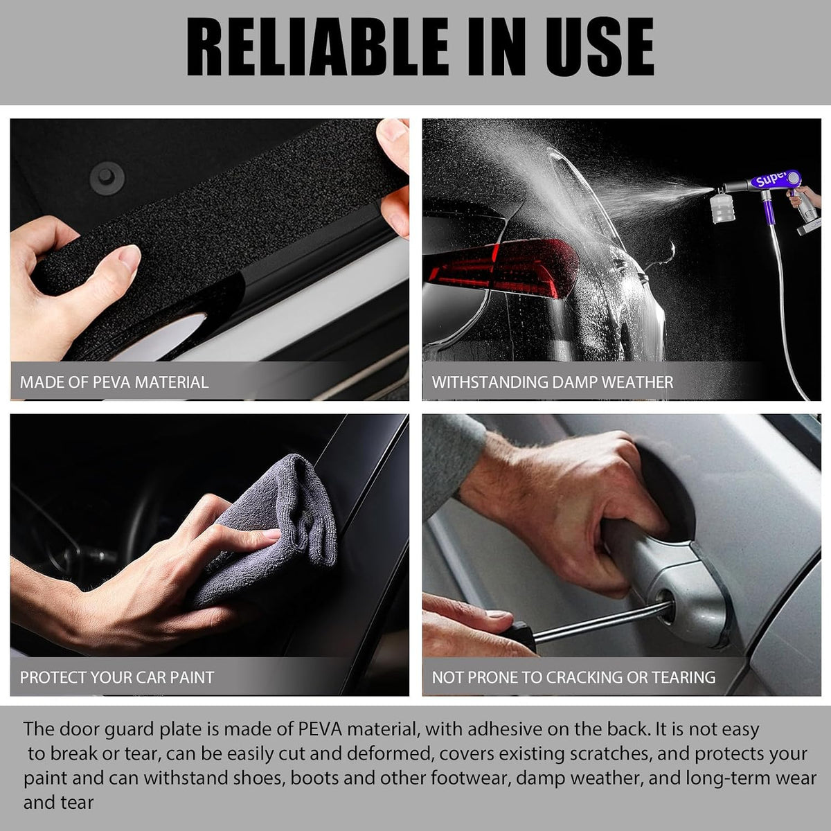 Universal Car Door Edge Guards, Car Door Protector, Waterproof Automotive Vinyl Wrap Film, Anti-Collision Auto Door Sill Protector & Entry Guard Scuff Shield for Most Vehicles Trucks (White)