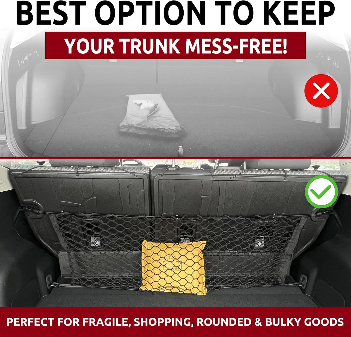 Trunk Envelope Style Mesh Cargo Net for Subaru Forester (SK) 2019-2026 - Premium Trunk Organizer and Storage - Luggage Net for SUV - Best Car Organizer for Subaru Forester