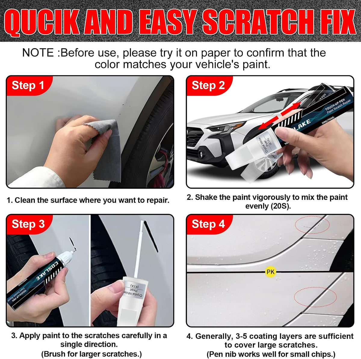 Car Touch Up Paint(Crystal Black Silica(D4S)) for SUBARU