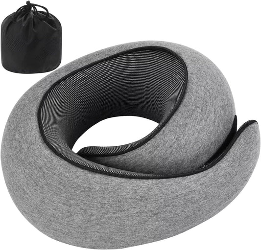 Neck Pillow | Compact Travel Pillows for Airplanes, Car Trips and Home Comfort| Foldable Memory Foam Neck Support | Size Adjustable for Adults and Kids | Lightweight (0.60 Pounds) and U-Shape Design