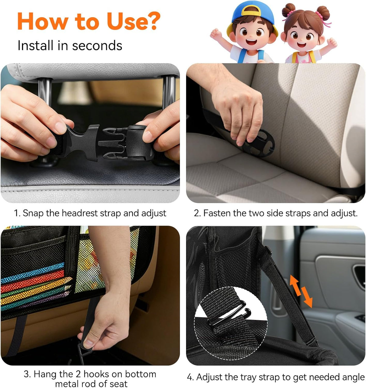 Car Backseat Organizer with Table Tray 9 Pockets Car Accessories,1 Pack