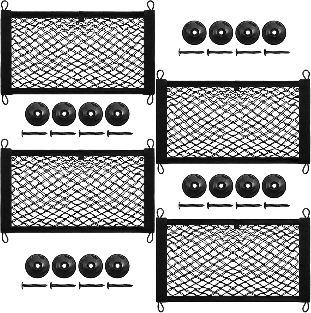 DEDC 4 Pack 17.7x9.8'' Cargo Storage Net Universal Elastic Storage Mesh