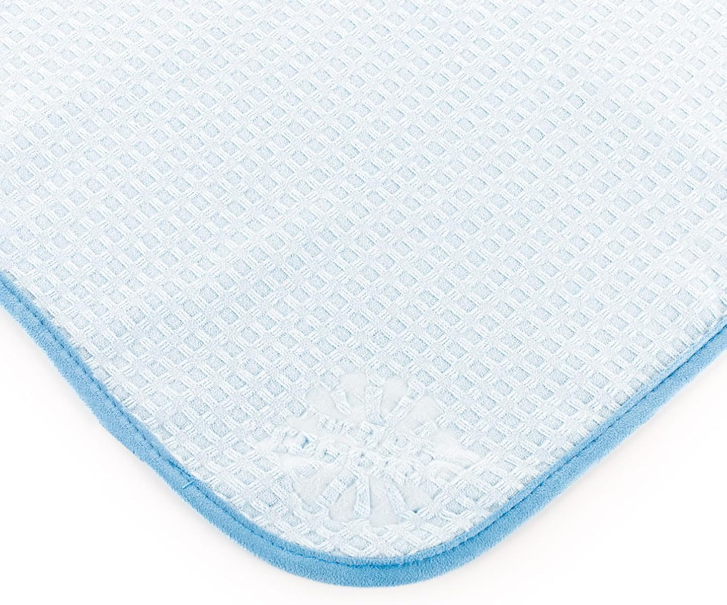 The Rag Company Dry Me A River, Professional Korean 70/30 Blend Microfiber Waffle-Weave Drying & Detailing Towels, Soft Suede Edges, 390 GSM, 16x24 Inches, Light Blue, 3-Pack