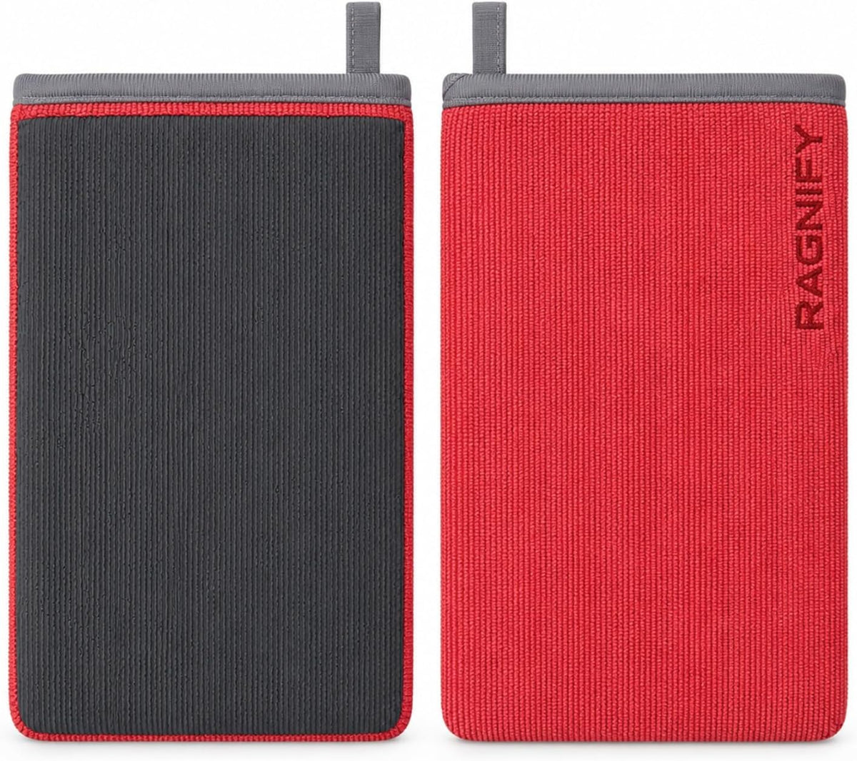 Ragnify Pack of 2 Clay Mitt Auto Detailing Medium Grade Clay Bar Alternative Mitt for Flawless Removal of Surface Bonded Micro Contaminant (Red)
