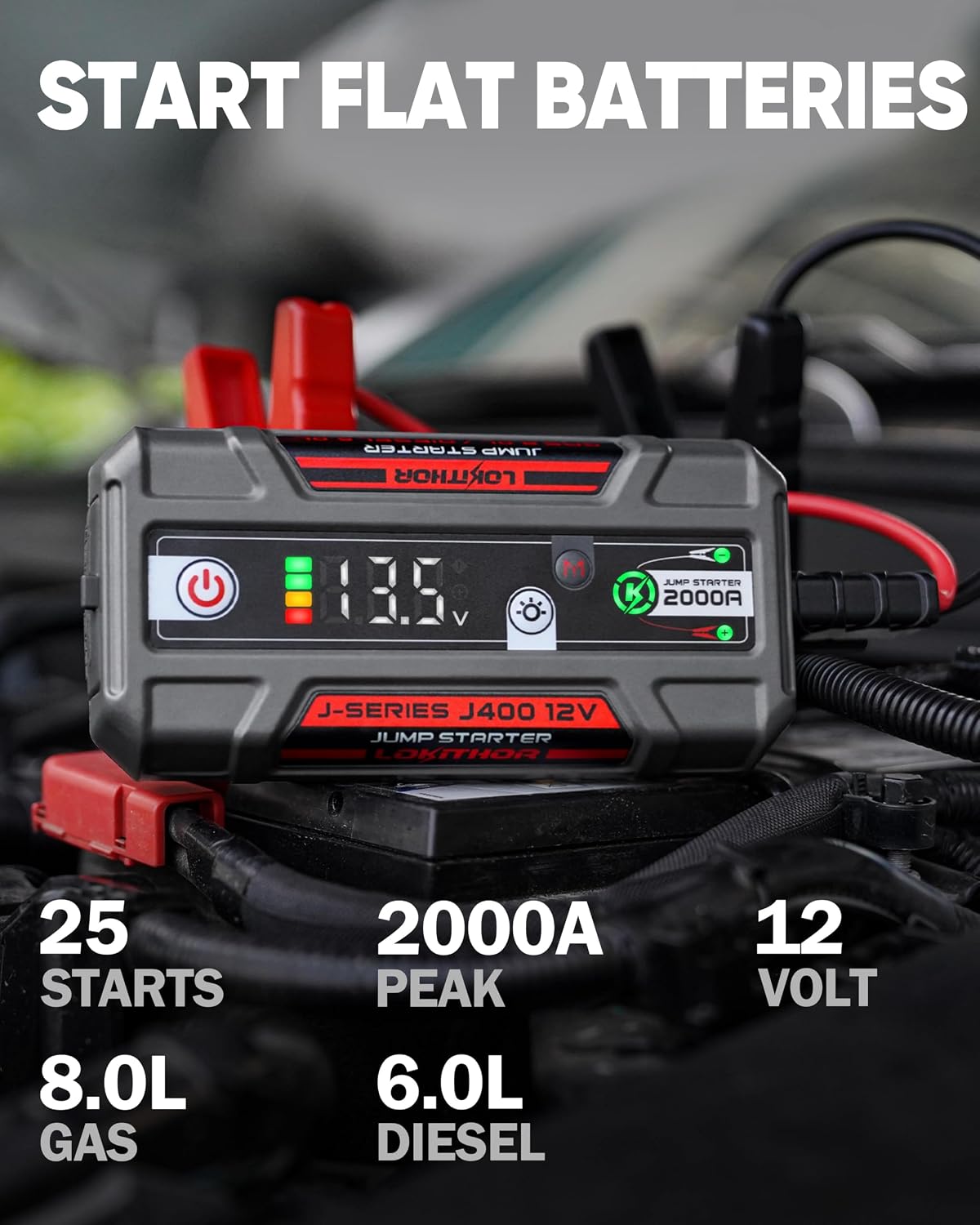 LOKITHOR J400 Portable Jump Starter for Upto 8.0L Gas & 6.0L Diesel Engines