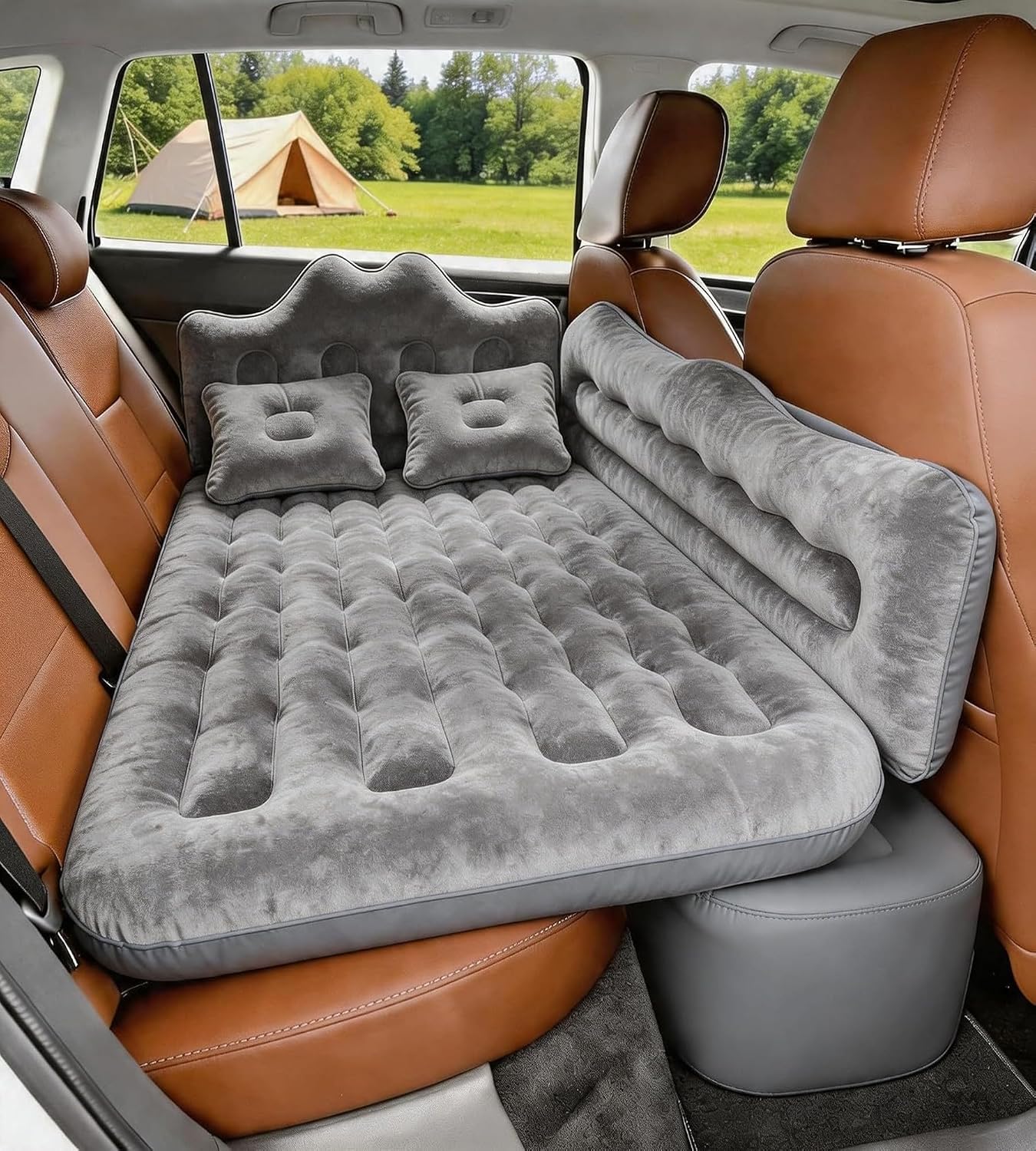 Umbrauto Car Air Mattress Backseat| Inflatable Truck Back Seat Camping Airbed for SUV Rear Seat, Blow Up Sleeping Travel Bed for Van Trunk with Pump & Pillows