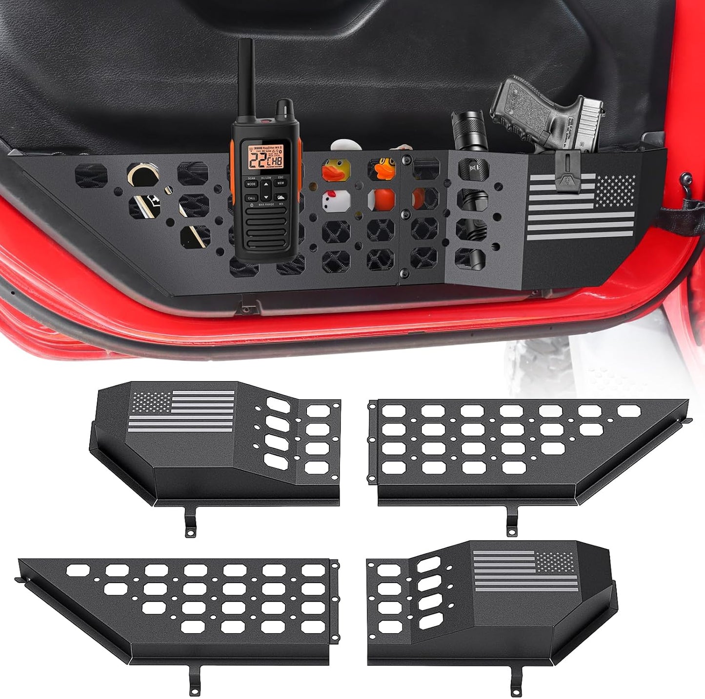 DIAMOOKY Metal Front Door Pocket Storage Box for Jeep Wrangler JL JLU 4XE 2018-2026 &amp; Gladiator JT 2020-2023 2024 2025 2026 Accessories Door Storage Organizer Molle Panels (Not for Power Seats), 2PCS