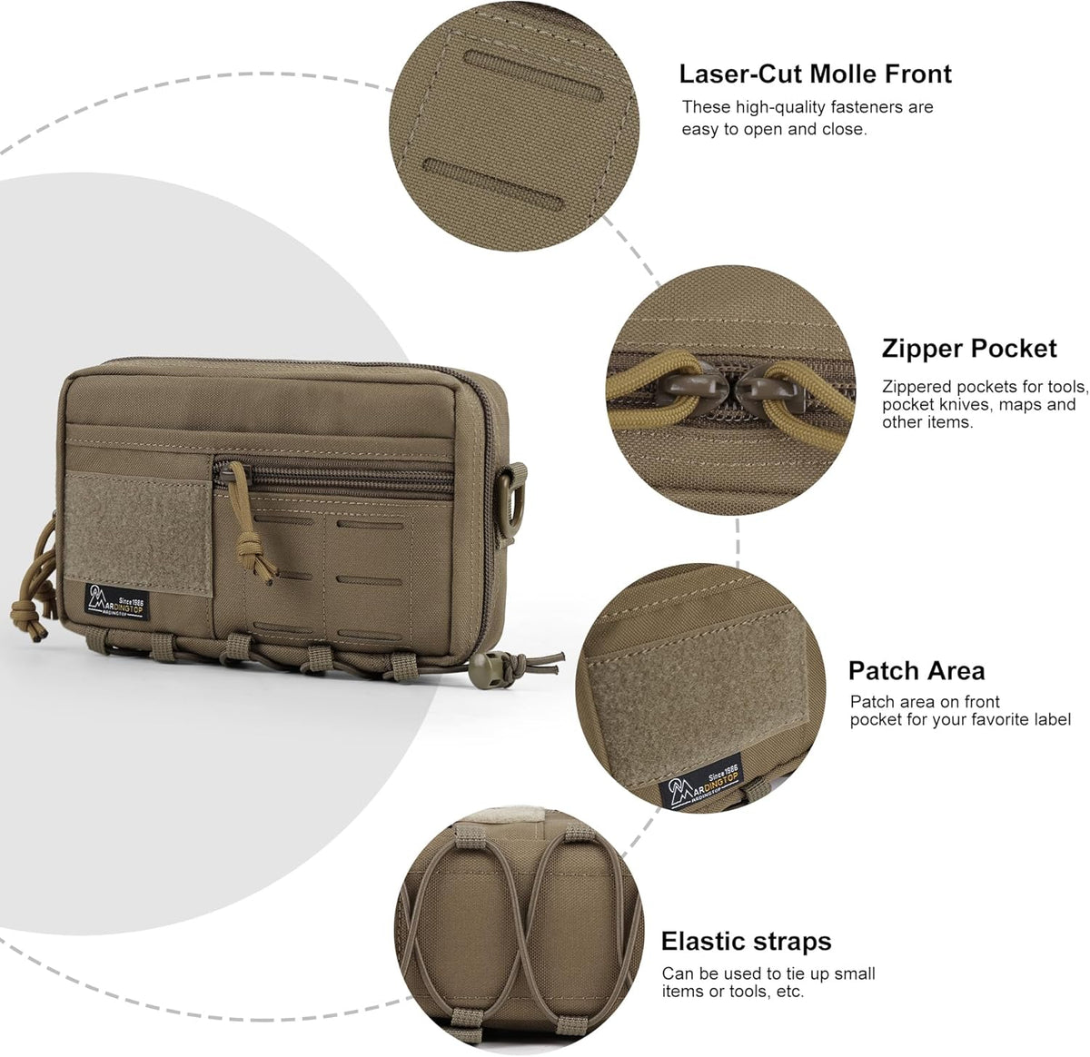 Mardingtop 600D/Cordura Tactical Molle Utility Pouch, Small Military Admin EDC Tool Organizer Bag