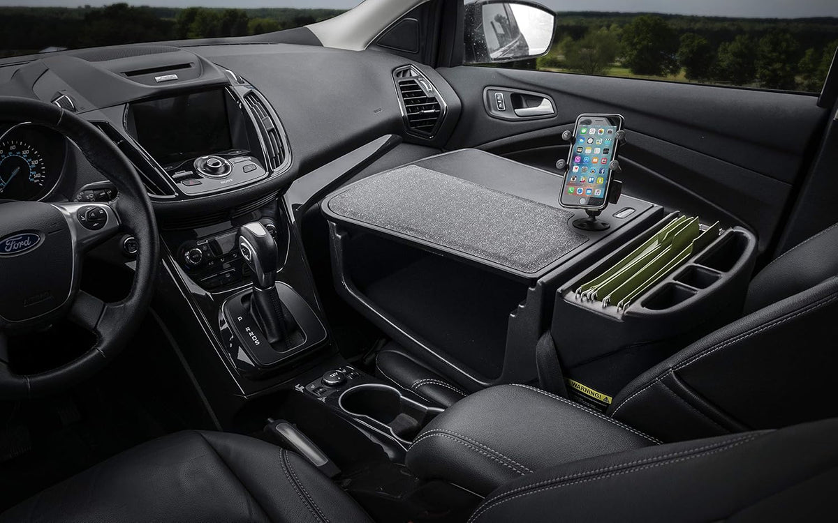 AutoExec AE-GMEF-PM-BT Efficiency GripMaster Car Desk for Your Vehicle Workstation and Mobile Office, Black with Phone Mount
