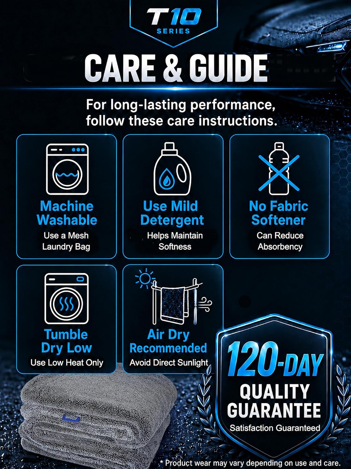 SHSCLY 1-Pack Double-Sided Microfiber Towels for Cars Gray 32.3"L x 26.8"W