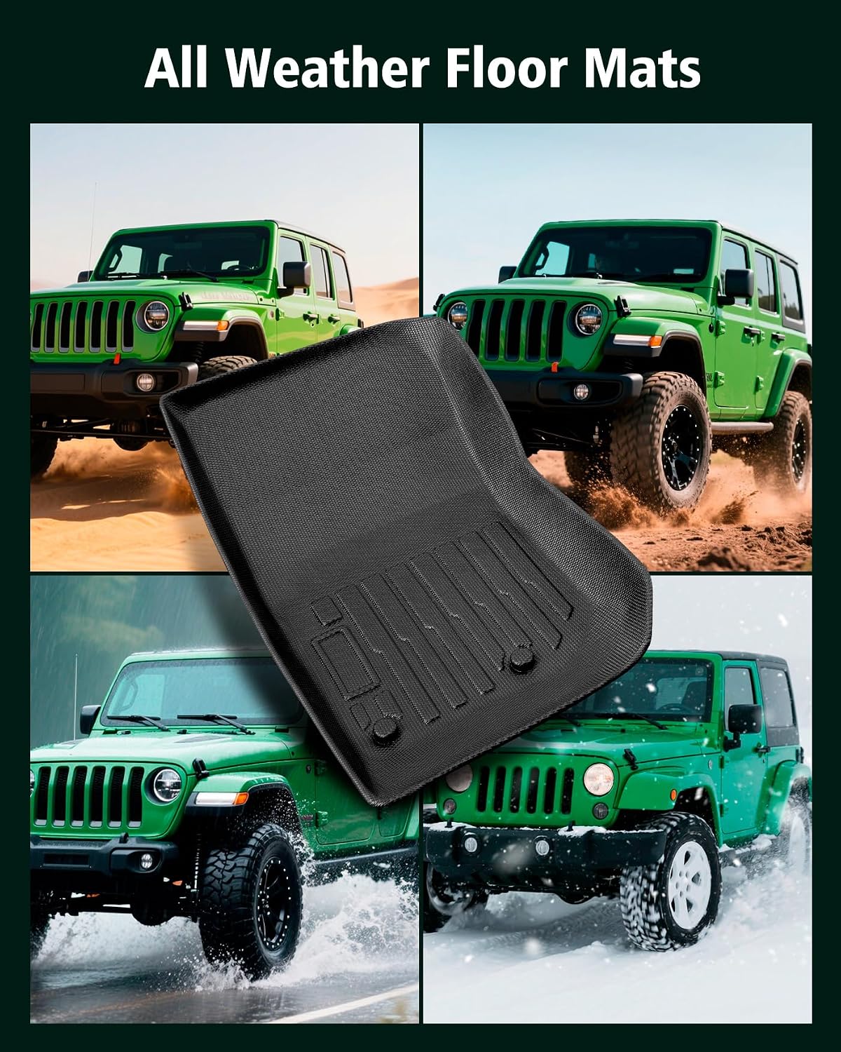 Floor Mats for Jeep Wrangler JK 2007-2018 Unlimited 4-Door (Not JL/2-Door)