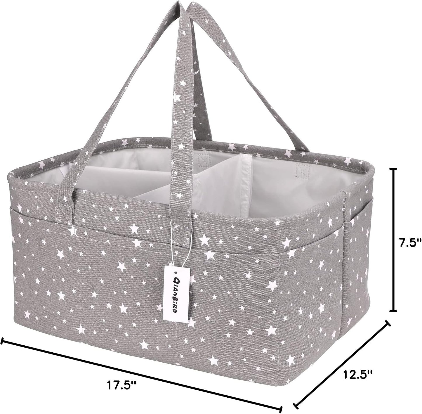 Baby Diaper Caddy Organizer- Extra Large Portable Diaper Basket with Removable Divider, Multi-Use Nursery Organizer for Diapers,Wipes,Baby Essential-Perfect Baby Basket bag Registry Must Have
