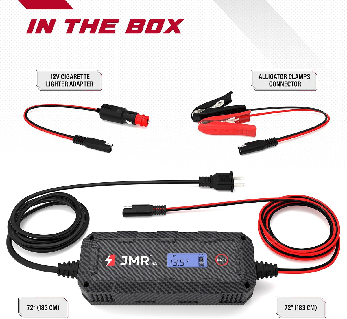 JMR 12V Battery Charger for Porsche, 12V Cig. Port, No Lithium Mode