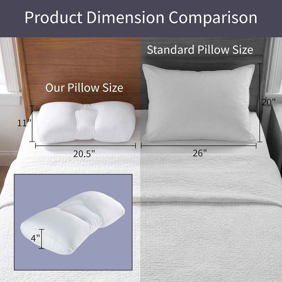Bluestone Microbead Neck Pillows for Sleeping, White, Set of 2, 20.5”x11”x4”