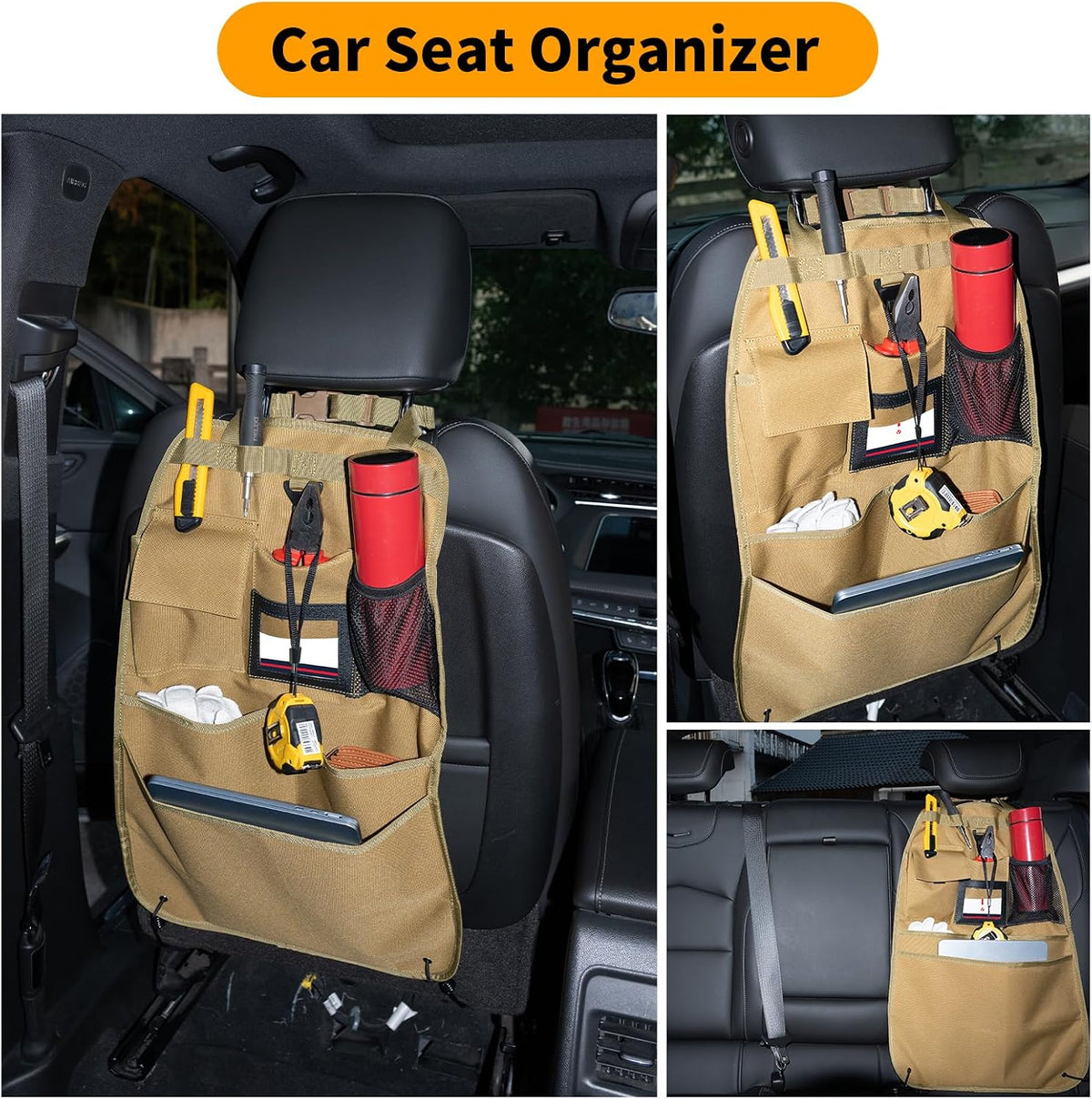 Back Seat Car Organizer with Car Storage Bags, Universal Car Organizers and Storage Truck Organizer(Brown)