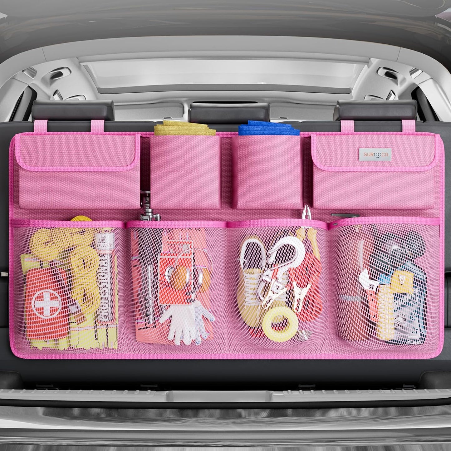 SURDOCA Car Trunk Organizer, LARGE CAPACITY(43 x 19 in) Car Storage Bag with 8 Pockets, 7X Upgraded Trunk Storage Organizer for Car, SUV, Truck, MPV