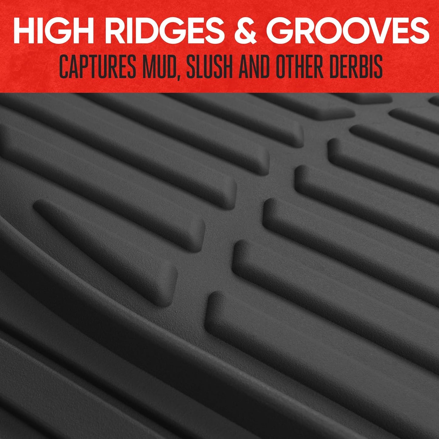 Motor Trend FlexTough Floor Mats for Cars, Black Deep Dish All-Weather Car Mats, Waterproof Trim-to Fit Automotive Floor Mats for Cars Trucks SUV, Universal Floor Liner Car Accessories