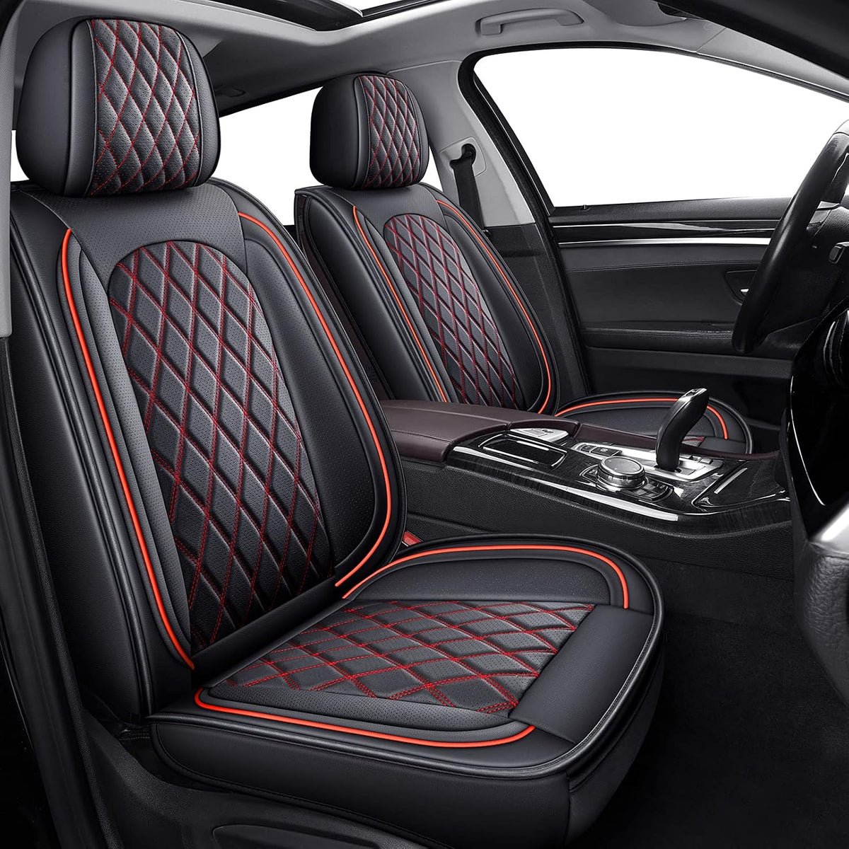 MIROZO Car Seat Covers Full Set,Leather Seat Cover for Sedan, Truck,SUV