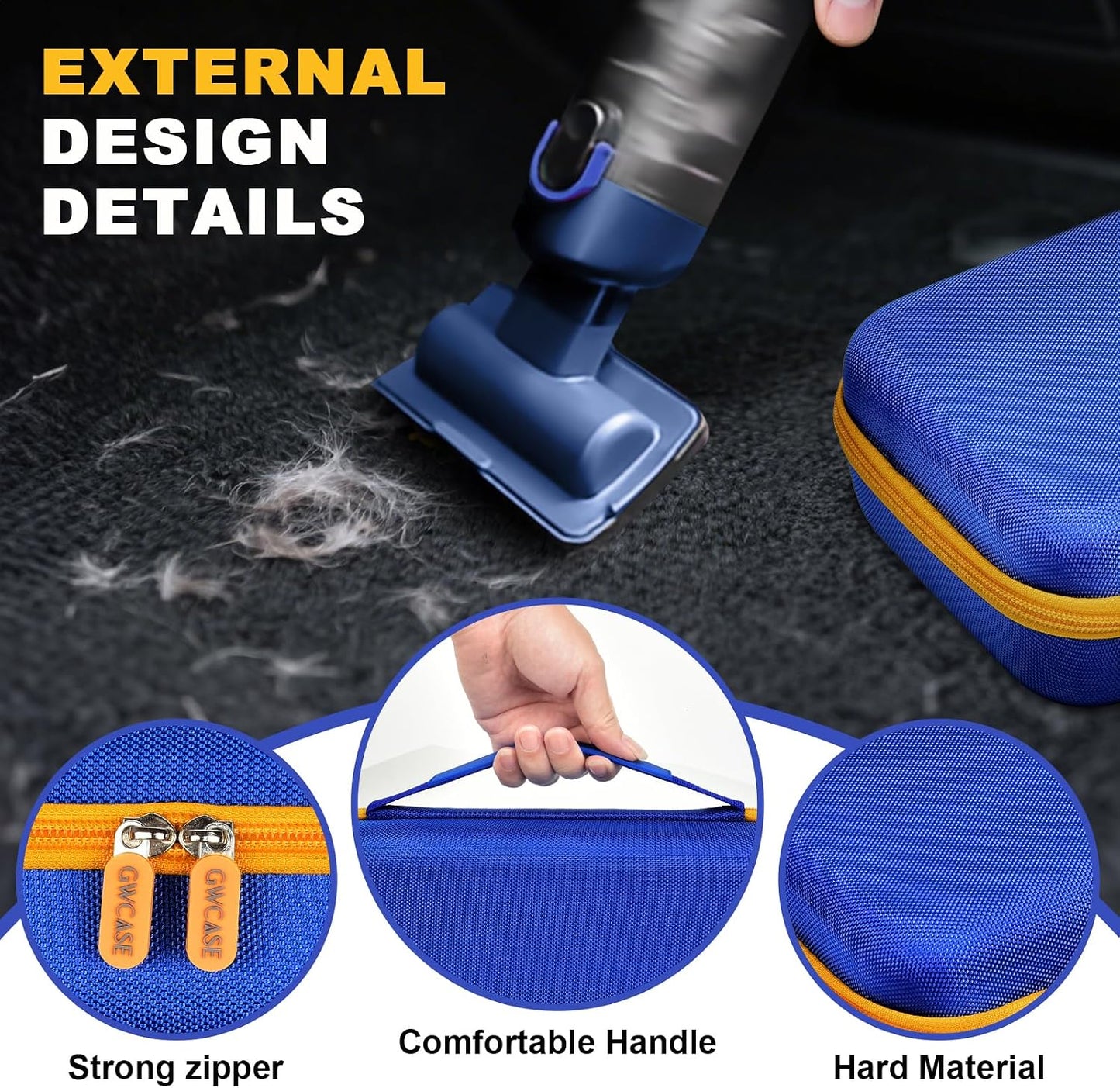GWCASE Car Vacuum Case Compatible with Fanttik V8/V10 Apex/Mate, Case Only | Removable Divider, Mesh Pocket for Accessories, EVA Shell Protection for Trunk, Truck and Road-Trip Storage