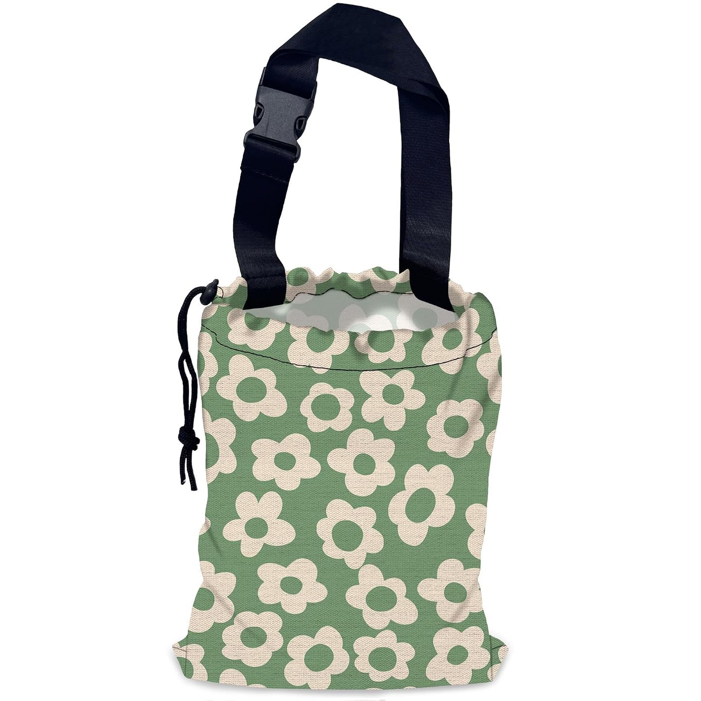 Groovy Florals Car Garbage Bag,Waterproof Small Car Trash Bag Hanging Back of Seat,Drawstring Hanging Car Trash Bag with Adjustable Buckle for Car Accessories