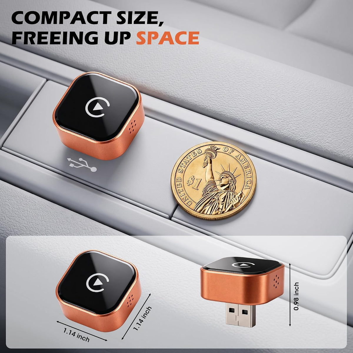 Wireless CarPlay Adapter, 2-in-1 Mini CarPlay Wireless Adapter Plug & Play