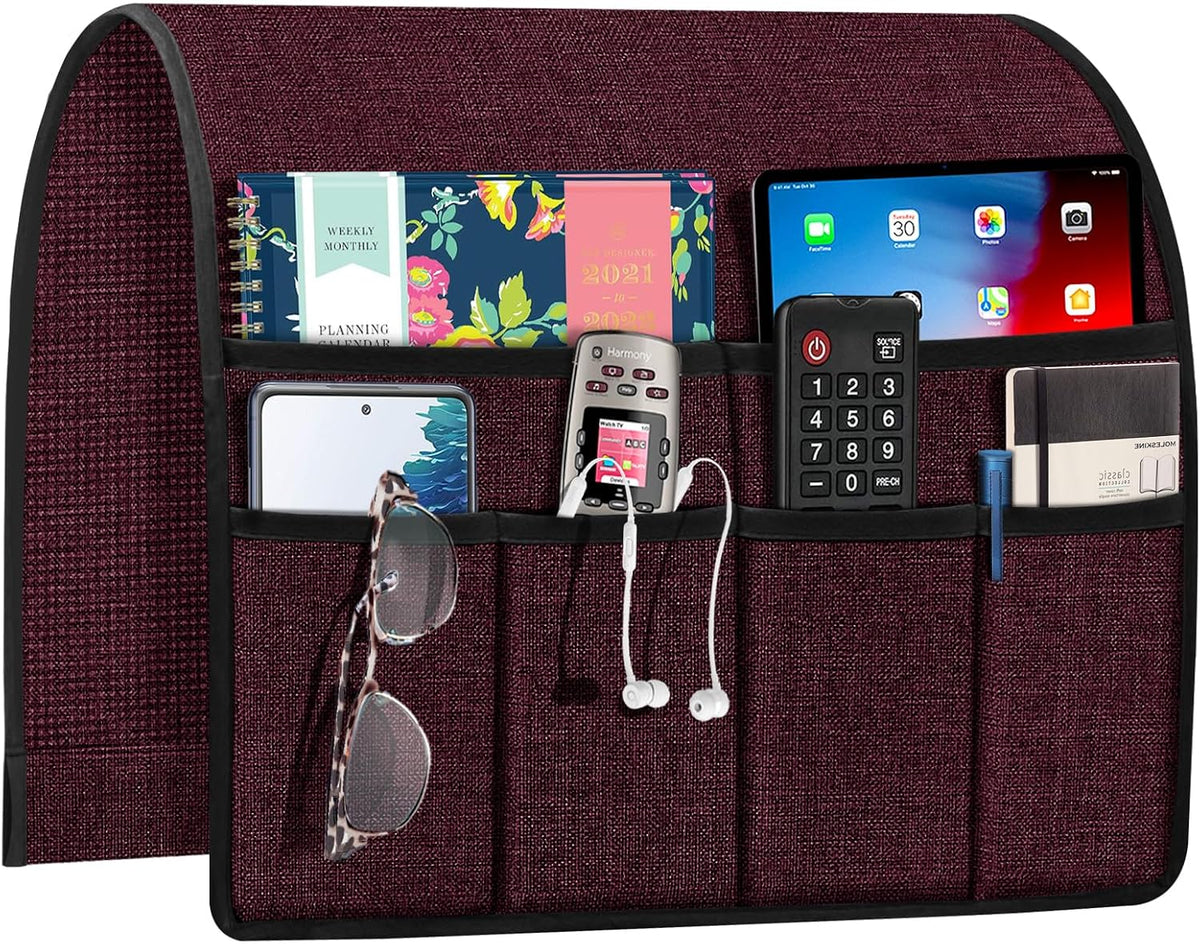 Joywell Remote Holder for Recliner Couch Armchair Caddy Sofa Armrest Organizer Non Slip Sofa Arm Chair Caddie with 6 Pocket Storage for Magazine, Tablet, Phone, iPad, Dark Purple