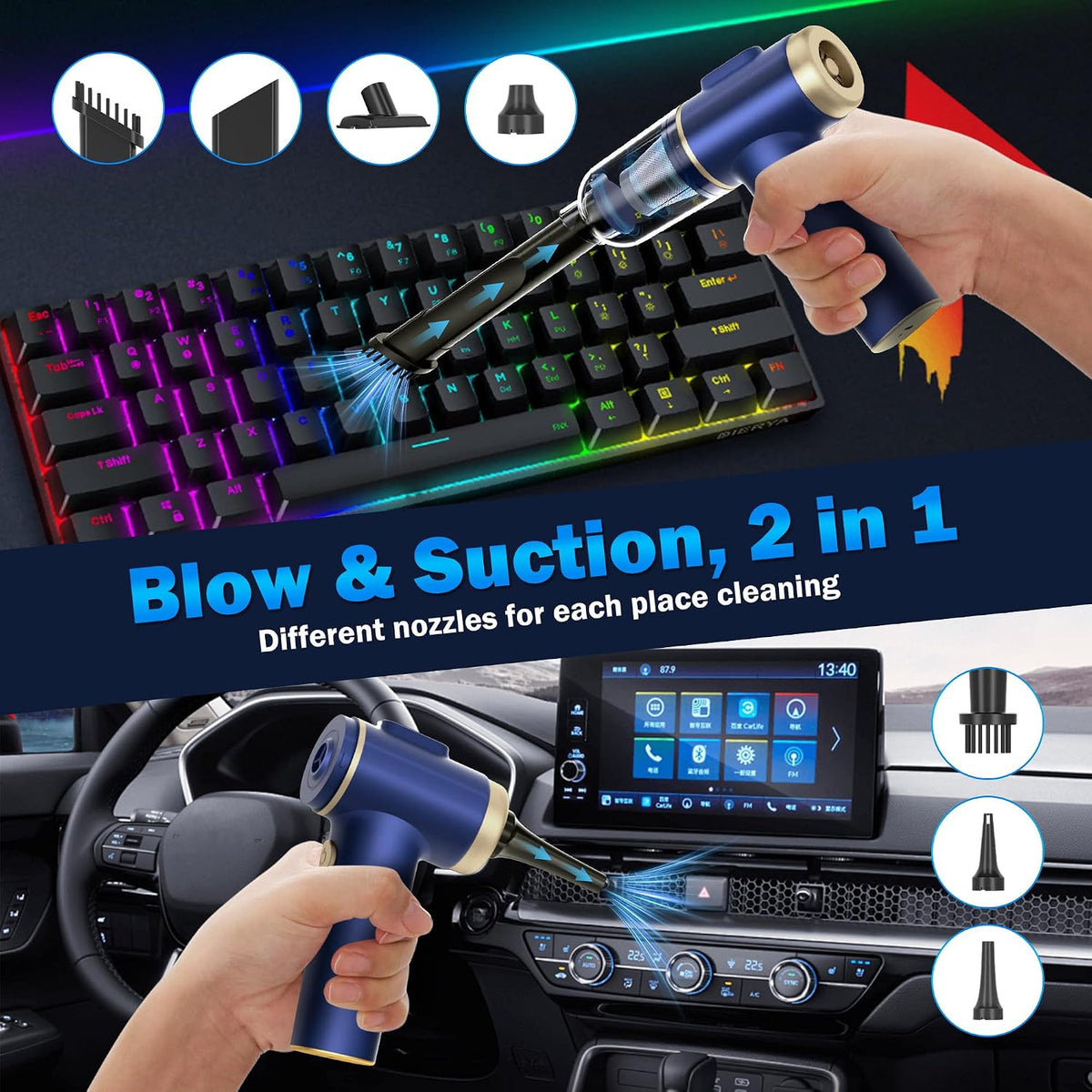 Handheld Car Vacuum Cleaner,4-in-1 Portable Mini Car Vacuum Cleaner