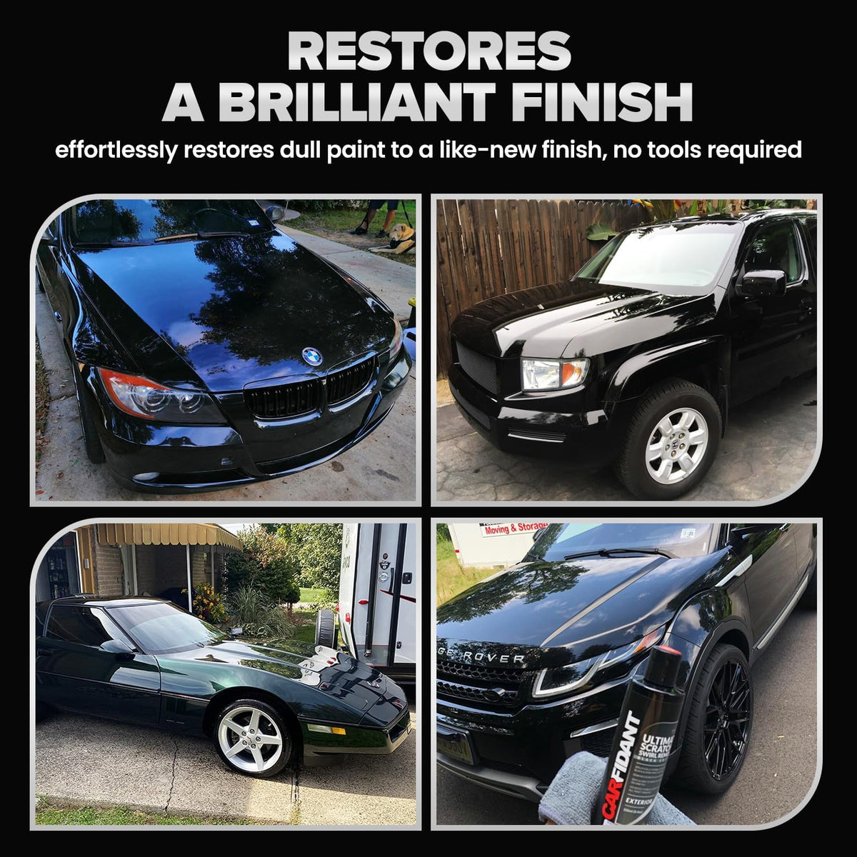 Carfidant Black Scratch and Swirl Remover - Car Scratch Remover for Vehicles Paint - Polishing Compound for Cars with Pad - Cutting Compound Paint Restorer