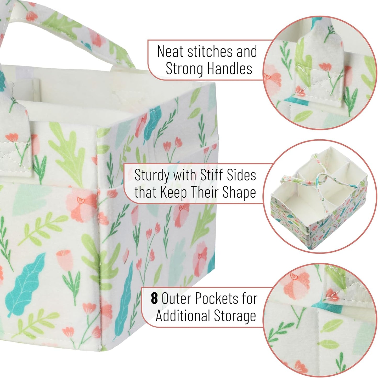 Mr. Pen- Baby Diaper Caddy Organizer, Blooming Palette | Nursery Storage Bin and Car Organizer for Diapers and Baby Wipes