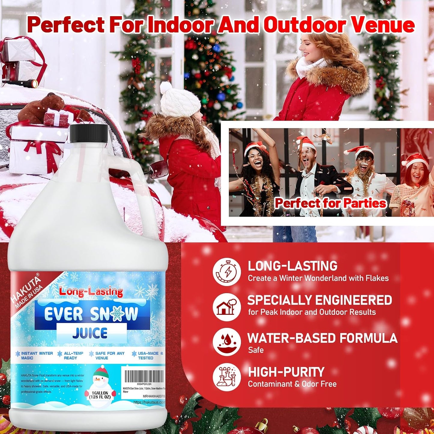 Hakuta Flakes Snow Machine Fluid, Long-Lasting Snow Juice 1 Gallon